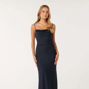 Ever New Mia Satin Maxi Dress in Navy